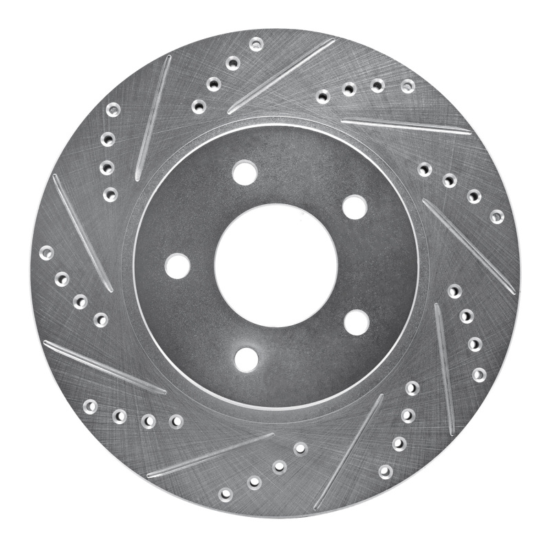 Chevrolet Equinox Brake Rotor (1) - Front Left - R1 Concepts - Drilled & Slotted - Silver - `02-`07